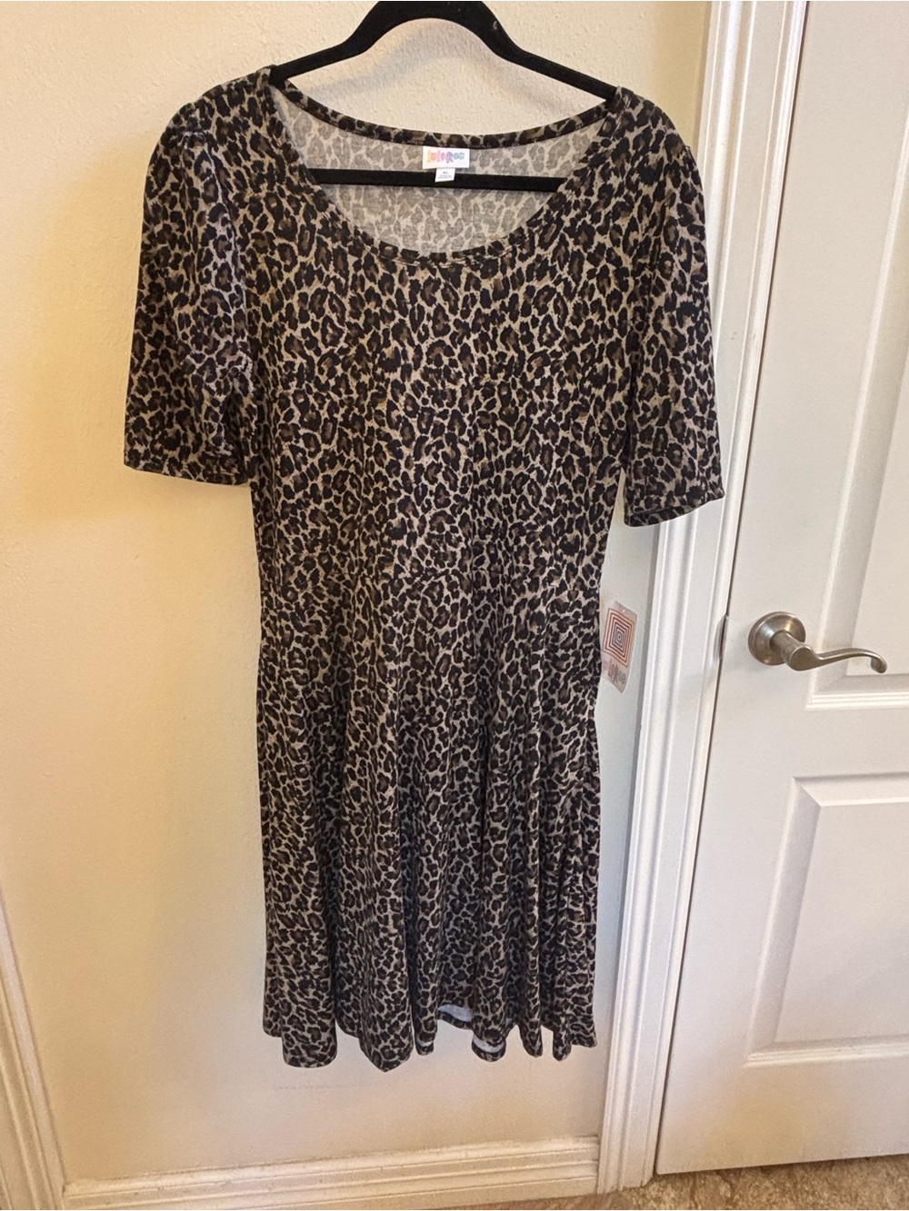 LuLaRoe Leopard Print Midi Dress in Tan and Black